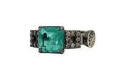 Sterling Silver Ring with Zirconias and Emerald 925 BOHEMME